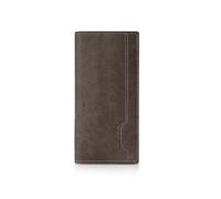 AfitLulu Long Wallet for Men, Contrasting Bifold Wallets with 12 Card Slots, 2 Cash Slots, ID Window and Zippered Coin Pocket, Credit Card Wallet for Suits and Daily Use, Deep Coffee-C, 7.40*3.54