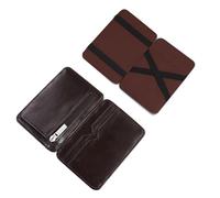 AfitLulu Magic Wallet, Money Clip Wallets for Men with 4 Card Slots and Banknote Slots, Ultra-Thin Double Fold Minimalist Wallet for Men, Brown-B