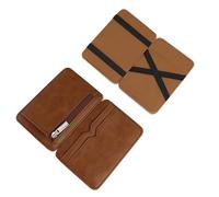 AfitLulu Magic Wallet, Money Clip Wallets for Men with 4 Card Slots and Banknote Slots, Ultra-Thin Double Fold Minimalist Wallet for Men, Coffee-B