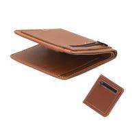 AfitLulu Men’s Wallets, Soft PU Leather Slim Wallets for Men with 6 Credit Card Slots and Coin Zipper Pocket, Front Pocket Wallets for Men for Credit Cards, ID Cards, and Cash, Brown, Modern