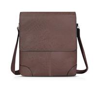 AfitLulu Men's Shoulder Bag 4 Pockets Flap Cross Body Bag with Adjustable Strap, Faux Leather Men Messenger Bags with Zipper and Magnetic Snap Closure Suitable for Business and Casual (Brown)