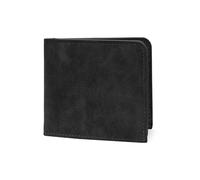 AfitLulu Men's Small Fashionable PU Leather Wallet Men's Retro Wallet Slim Men's Wallet with Double Layer Money Compartments, 5 Card Slots, 1 Photo Compartment, black, 11 * 9.2 * 1cm, Classic