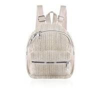 AfitLulu Mini Backpack for Women and Girls, Straw Small Travel Backpack with 2 Zip Pockets, Small Backpack Purse for Women, Beige 1, 19x18x11cm, Modern