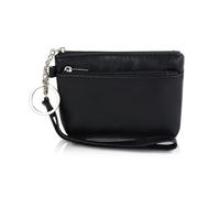 AfitLulu Mini Wallet Women's Leather Small Purse Small Bracelet Purse Coin Bag with Key Ring, Mini Purse Women's Small Coin Purse with Removable Wrist Strap, black, 12 x 8.5 x 1.5 cm/4.72 x 3.35 x