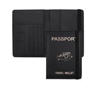 AfitLulu Passport Cover PU Leather RFID Blocking Passport Holder Travel Wallet with 4 Credit Card Slots and 2 SIM Slot, Passport Wallet Travel Organiser with Elastic Strap for Women Men (Black)