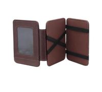 AfitLulu PU Magic Wallet, Men’s Ultra-Thin Three Fold Flip Wallet with ID Window, Two Side Opening Magic Leather Money Clip for Credit Cards, ID Cards, and Folded Cash, Brown, 2.75 * 3.93 *
