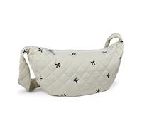 AfitLulu Quilted Shoulder Bag Puffy Tote Bag for Women with Zipper, Women Crossbody Bag Hobo Bag Satchel Handbag Butterfly Embroidered Cloud Bag Lightweight for Shopping Work (White)