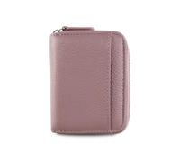 AfitLulu RFID Purses for Women Excellent Genuine Leather Women's Credit Card Wallet, Compact Accordian Small Ladies Purse with Stainless Steel Zipper and 15 Slots (Pink)