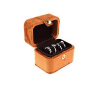 AfitLulu Ring Box Mini Travel Ring Holder Compact Snap Button Travel Jewelry Case for Women with Velvet Fabric, Mini Jewelry Box Ring Storage Box for Business Trips (Yellow-Velvet)