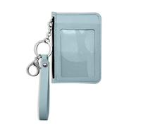 AfitLulu Slim Minimalist Front Pocket Wallet, Leather Credit Card Holder with Zipper, Keychain Wallet for Women Men, Blue, Fashion