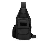 AfitLulu Sling Bag Casual Men's Shoulder Bag with Water Bottle Pocket and Magic Tape for Badge, Multi-pocket Anti Theft Crossbody Bag Men Chest Bag with Adjustable Straps for Outdoors (Black)