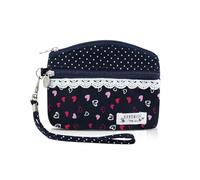 AfitLulu Small Canvas Wallet, 2 Layers Zipper Wallet, Bohemian Mini Wallet for Coins, Cash and Cards, Peach Heart 1, 13*10*1cm, Bohemian Style