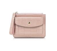 AfitLulu Small Change Purse with Strap, Coin Purse with 3 Credit Card Slots and 2 Pocket, Slim Credit Card Holder for Women with Zipper for Womens and Girls, Pink, 4.8x3.5x0.5 inches, Magic
