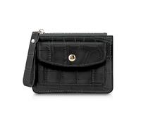 AfitLulu Small Change Purse with Strap, Coin Purse with 3 Credit Card Slots and 2 Pocket, Slim Credit Card Holder for Women with Zipper for Womens and Girls, Black, 4.8x3.5x0.5 inches, Magic