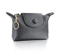 AfitLulu Small Coin Purse, Dumpling Mini Coin Purse Keychain, Novelty Change Purse for Women with Zipper, Black, Cute