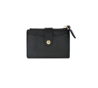 AfitLulu Small Credit Card Holder for Women, Candy Colored Women's Wallets with 4 Card Slots, Zipper and Button, Small Coin Purse for Coin, Folded Cash and Cards, Black, Modern