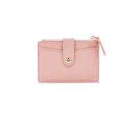 AfitLulu Small Credit Card Holder for Women, Candy Colored Women's Wallets with 4 Card Slots, Zipper and Button, Small Coin Purse for Coin, Folded Cash and Cards, Pink, Modern