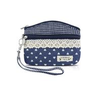AfitLulu Small Purse Ladies Canvas Wallet Ladies Small, 2 Layers Zipper Compartments Mini Wallet Bohemian Style Mini Wallet for Coins, Cash and Cards, Peach Heart - 2, 13*10*1cm, Boho Style
