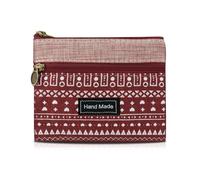 AfitLulu Small Purse Women's Canvas Purse Women's Small 2 Layers Zip Pockets Mini Purse Bohemian Style Mini Wallet for Coins, Cash and Cards, red, 13*10*1cm, Bohemian style