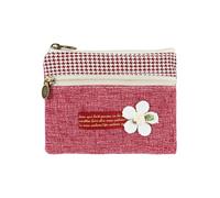 AfitLulu Small Purse Women's Canvas Purse Women's Small 2 Layers Zip Pockets Mini Purse Bohemian Style Mini Wallet for Coins, Cash and Cards, Flower-red, 13*10*1cm, Bohemian style
