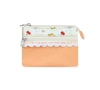AfitLulu Small Purse Women's Canvas Purse Women's Small 2 Layers Zip Pockets Mini Purse Bohemian Style Mini Wallet for Coins, Cash and Cards, Warm Orange, 13*10*1cm, Bohemian style