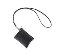AfitLulu Small Purse Women's Mini Leather Coin Bag Small Purse with 2 Zip Pockets, Mini Purse Small Coin Purses Coin Purse with Removable Neck Strap, black, 11.8x9x1.5cm, Lightweight