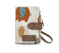 AfitLulu Small Purses for Women Stylish Ladies Wallet with Detachable Wrist Strap, Multi Card Slot Women Wallets Portable Ladies Purse with 11 Card Slots and 2 Zip Pockets (Elephant)