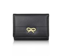 AfitLulu Small Purses for Women with Heart-Shaped ID Window and 7 Card Slots, Women Wallets PU Leather Ladies Purse Compact Womens Purse Slim Wallet with Bow for Cash Cards Photos (Black)