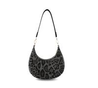 AfitLulu Small Shoulder Bag for Women, Leopard Print Purse with Detachable Shoulder Strap, PU Leather Trendy Crescent Womens Shoulder Bag with Zipper (Black)