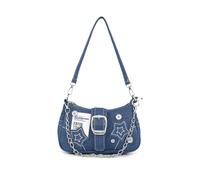 AfitLulu Small Shoulder Bag, Women's Denim Shoulder Bag with Hand Chain and Removable Shoulder Strap, Small Y2k Fashion Clutch Bag, Hobo Bag with Zip, Blue- 1, 24.5*6.5*15cm