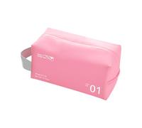 AfitLulu Travel Toiletry Bag Waterproof PVC Small Makeup Bag with Zipper and Handle, Travel Wash Bag for Women Makeup Organiser Bag Portable Shower Bag for Toiletries, Cosmetics (Pink)