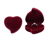 AfitLulu Velvet Ring Box Plucked Luxury Heart-Shaped Ring Storage Box Small Wedding Ring Box Engagement Boxes for Weddings, Engagement, Proposals (Red)