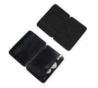 AfitLulu Wallet Men's Flip Type Magic Purse, Men's Wallet Ultra Thin Wallet PU Leather Wallet Small with 4 Card Slots and 2 Money Compartments, Black (black-1), 10*7.2*0.7cm, Modern