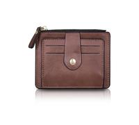 AfitLulu Women Credit Card Holder Wallet, 8 Card Slots Credit Card Holder for Women with an ID Window and a Zippered Double Fold Thin Wallet that Can Hold Coin, Cards, Cash, Brown, Modern