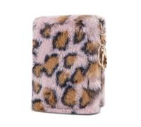 AfitLulu Women's Leopard Print Wallet with Key Ring and Zipper, 4 Card Slots Purse Women's Purses with 2 Note Compartments and 1 Coin Pocket, Pink (pink-1), 13x11x3 cm, Modern