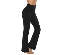 AFITNE Bootcut Yoga Pants for Women, High Waist Flared Leggings with Pockets Wide Leg Bottom Bootleg Tummy Control Workout Gym Casual Work Flare Trousers UK Black M