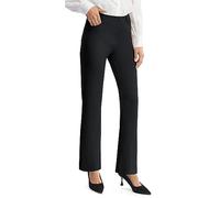 AFITNE Women's Straight Leg Black Work Trousers - Tummy Control Bootcut Yoga Pants for Women, Ladies Workout Office Yoga Work Trousers with 4 Pockets - 31 Inches - Black M