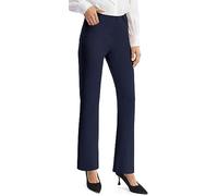 AFITNE Women's Straight Leg Work Trousers - Tummy Control Bootcut Yoga Pants for Women, Ladies Workout Office Yoga Work Trousers with 4 Pockets - 31 Inches - NavyBlue XS