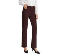 AFITNE Women's Straight Leg Work Trousers - Tummy Control Bootcut Yoga Pants for Women, Ladies Workout Office Yoga Work Trousers with 4 Pockets - 31 Inches - Chicorycoffee XS Brown