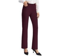 AFITNE Women's Straight Leg Work Trousers - Tummy Control Bootcut Yoga Pants for Women, Ladies Workout Office Yoga Work Trousers with 4 Pockets - 29 Inches - Burgundy L
