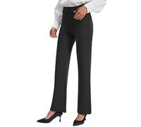 AFITNE Women's Straight Leg Work Trousers - Tummy Control Bootcut Yoga Pants for Women, Ladies Workout Office Yoga Work Trousers with 4 Pockets - 31 Inches - Charcoal L
