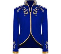 AFJIODUV Prince Costume for Men,Gothic Gold Embroidered Victorian Medieval Costume Men Jacket, Renaissance Mens Steampunk Jacket for Halloween Cosplay