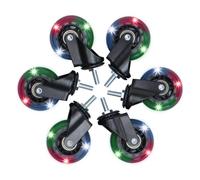 AFK Tech RGB Creeper Caster Wheels | Set of 6 | Roller Blade Rubber | Heavy-Duty 2.5” casters | Replacement Hardware Included | 360 Degree No Noise (RGB)