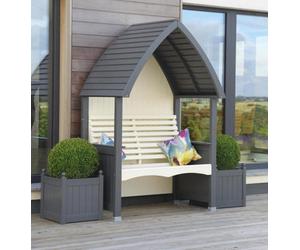 AFK Wooden Garden Arbour 'cottage' In Charcoal And Cream