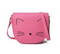 AFKOMST Women's Shoulder Bag, Small Shoulder Bag with Cat Motif, PU Leather Crossbody Bag, Adjustable Shoulder Strap, Leisure Bag Girls Women, Peach-pink
