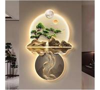 AFLEPCBRQ 3D Wall Art Decoration, Wall Sculptures, Art To Hang On The Wall With LED Light, Oriental Decoration, Traditional Chinese Paint To Hang On The Wall (color: Multi-Colored, Size: