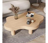 AFLEPCBRQ Irregular Wood Coffee Table, Cloud Shaped Modern End Table with 3 Legs - Round Corner Thicken Living Room Furniture