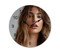 AFLJNYNN Camila Morrone This minimalist PVC wall clock features a whisper-quiet sweep second hand and frameless design, perfect for office or bedroom decoration.