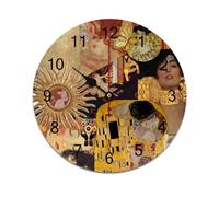 AFLJNYNN Gustav klimts the kiss Eco-conscious PVC wall clock with whisper-quiet sweep seconds and minimalist frameless construction, suited for home, office, or classrooms.
