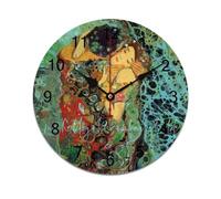 AFLJNYNN Gustav klimts the kiss Minimalist wall clock crafted with high- PVC, offering silent sweep seconds and a frameless design ideal for any room.